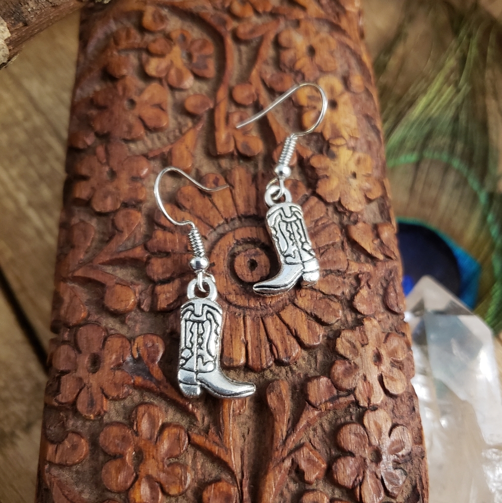 Country Western Cowboy Boot earrings Farm Girl Silver Cowboy Jewelry Gift ideas
